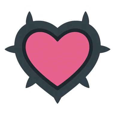 gothic heart with a black velvet cushion, color icon filled style, pink and black sticker
