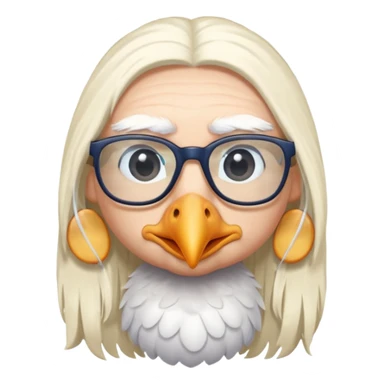 long hair stork with glasses sticker