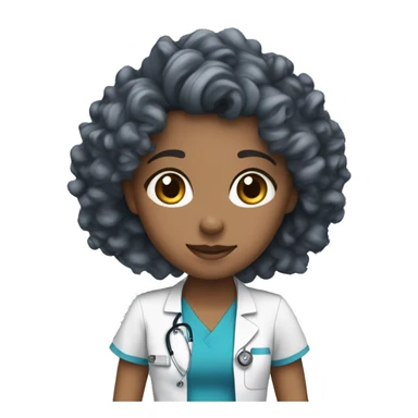 nurse blue scrubs curly brown hair hazel eyes sticker