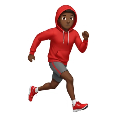 Black Man Wearing Red Hoodie. and running. right side sticker