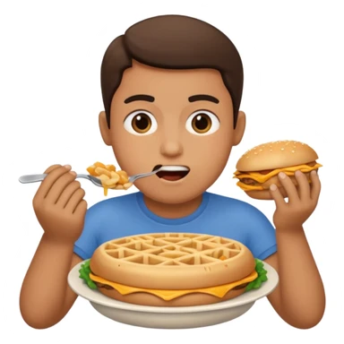 Big fat person eating lots of food sticker