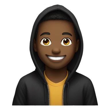 smiling boy in black hoodie sticking tongue out  sticker