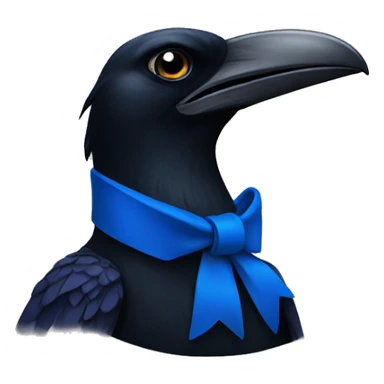 A raven wearing a blue neck bow tie sticker
