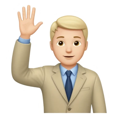 A white man in ordinary clothes stands and waves his hand in greeting. sticker