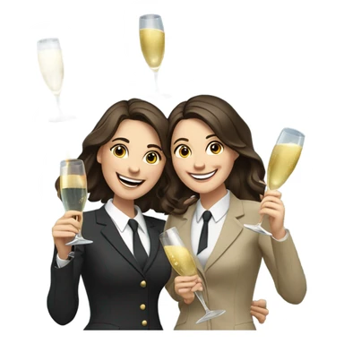 businesswoman two caucasian brunette girls celebrating sticker