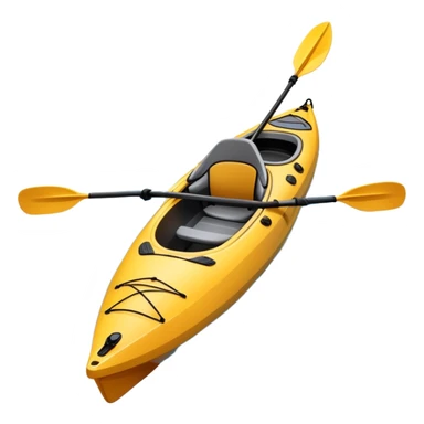 An icon showing a close-up of a sleek kayak with double-bladed paddles gliding through water. Splashes surround the boat as it cuts across a calm surface, symbolizing speed and focus. Transparent background emphasizes the dynamic and personal nature of kayak paddling. sticker