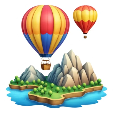 Hot air balloon above scenic water views sticker
