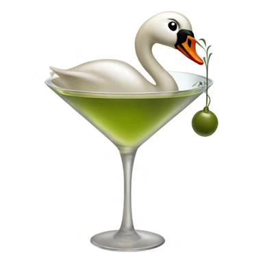 A martini with a swan and a bow on the swan sticker
