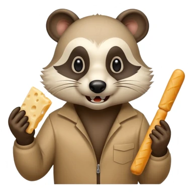 A realistic mad badger bowling while eating cheese sticks sticker
