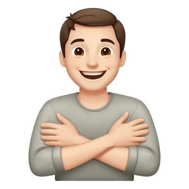 Man with hands crossed on his shoulders laughing sticker