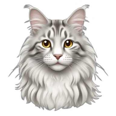 white with gray stripes maine coon cat sticker