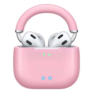 Create a pink happy circle emoji who listens to music on AirPods Max make them always this style 🥹 sticker