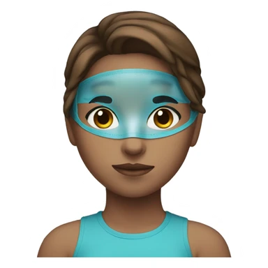 Girl with brown hair with a blue face mask on  sticker
