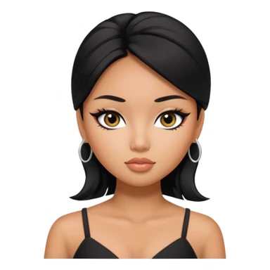 asian tanned beauty standard, pretty bratz baddie, black eyeliner sticker