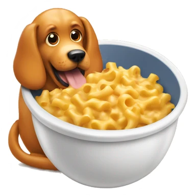 Big orange dog in a bowl of mac and cheese sticker