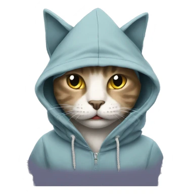 cat with hoodie shark sticker