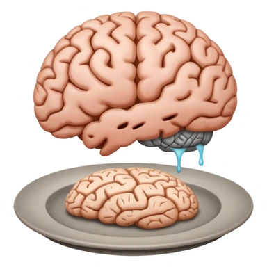 Brain on a plate next to head  sticker
