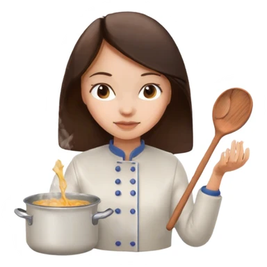 Brunette girl cooking stirring white pot sticker