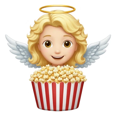 popcorn , with smily face angel sticker