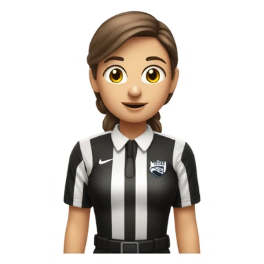 White woman with a brown hair ponytail American football referee with boy American  football player  sticker