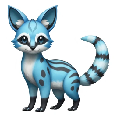 Rare realistic cool cute epic aesthetic colorful Amaura-Glaceon-Civet-Genet-species-Fakemon-hybrid-creature, with markings, full body sticker