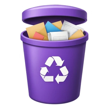 round purple recycle bin full sticker