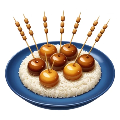 Mitarashi dango with shiny soy sauce glaze drizzled over white rice sticker