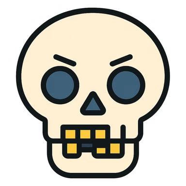 skull with skew teeth sticker