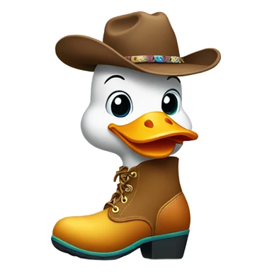 Duck wearing cowboy boots sticker
