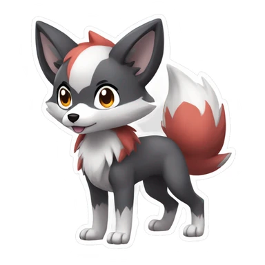 Kawaii Chibi Poochyena-Lycanroc-Pokémon Full Body sticker
