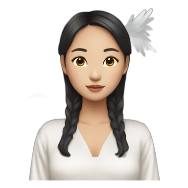 Asian girl with angel vetements sticker