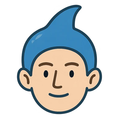 face with blue dolphin fin, digital illustration sticker