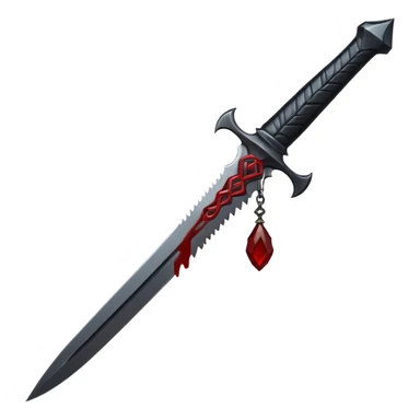 iOS emoji, dark fantasy dagger, obsidian blade, runes, blood drop, clean render, minimalism sticker