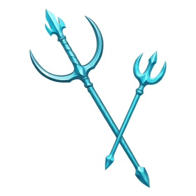 Cyan Poseidon's trident with glitter sticker
