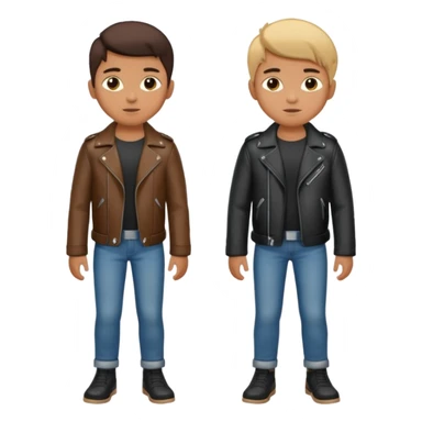 Boy in leather jocket, full body, different colors leather jocket, close up sticker