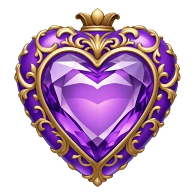 rococo heart gem purple sticker