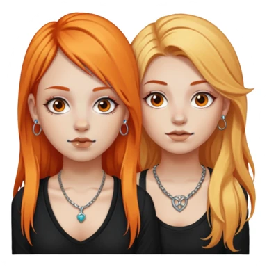 two girls with septum piercings and tattoos one girl has orange hair, and the other girl has long blonde hair sticker