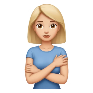 woman arms crossed holding neck  sticker