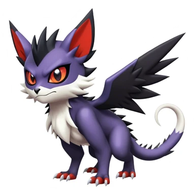 Edgy Cool Kawaii Litten-Noivern-Noibat-Absol-Pokémon Full Body sticker