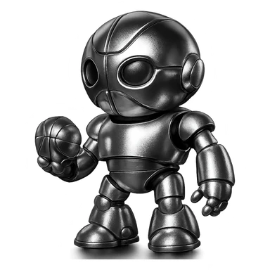 a basketball robot, chrome style sticker