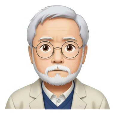 Hayao Miyazaki (filmmaker) – Cinematic Realistic Portrait of Hayao Miyazaki, portrayed with gentle, wise eyes and a thoughtful expression, set against a backdrop of whimsical sketches and animated landscapes reminiscent of Studio Ghibli, rendered with soft natural lighting and rich, detailed textures that evoke creative magic. sticker