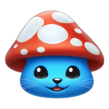 Smurf blue cat mushroom hat sticker