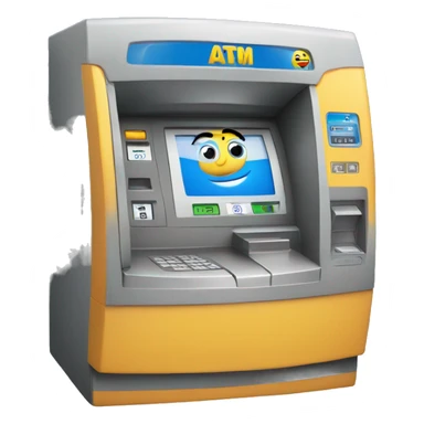 ATM machine + curious face sticker
