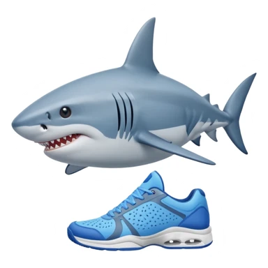 Un tiburón de 4 patas que lleve tenis azules sticker