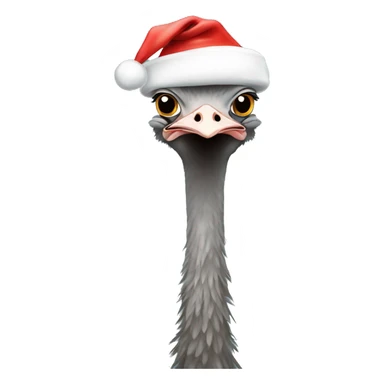 Ostrich with a Santa hat sticker