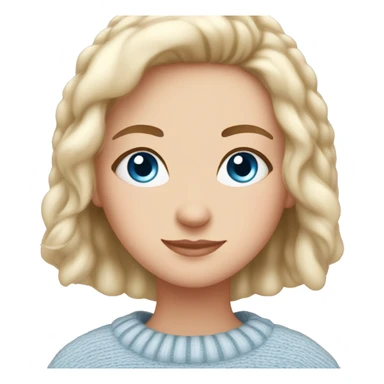 Pretty blue eyed white girl with light pink sweater reading cozy sticker