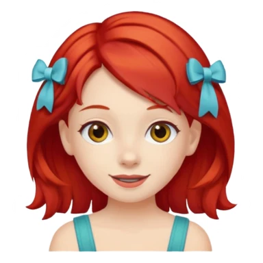 girl with red hair clips, cheerful expression sticker