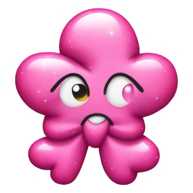 pink sparkle poop emoji with bow sticker