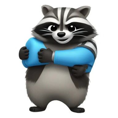 raccoon hugs ice cube sticker