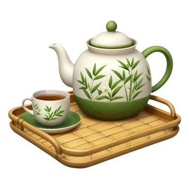bamboo tray with a teapot and cup sticker